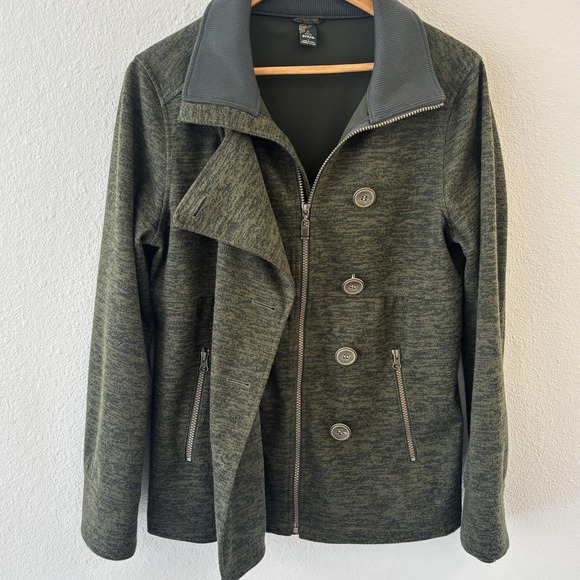 PrAna Breathe Softshell Jacket Womens Size L Green Asymmetrical Zip Outdoor - Picture 5 of 16